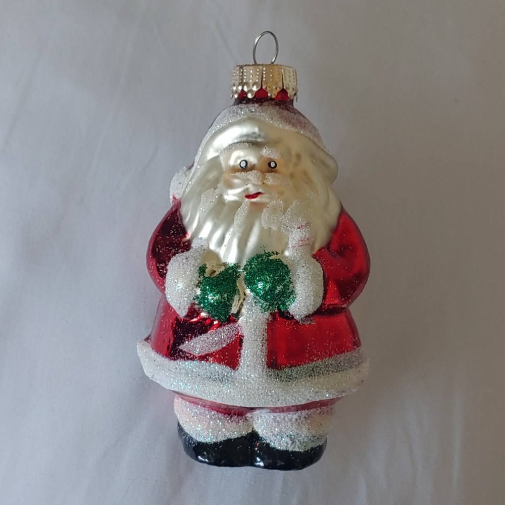 Vintage Santa Claus glass ornament NIB